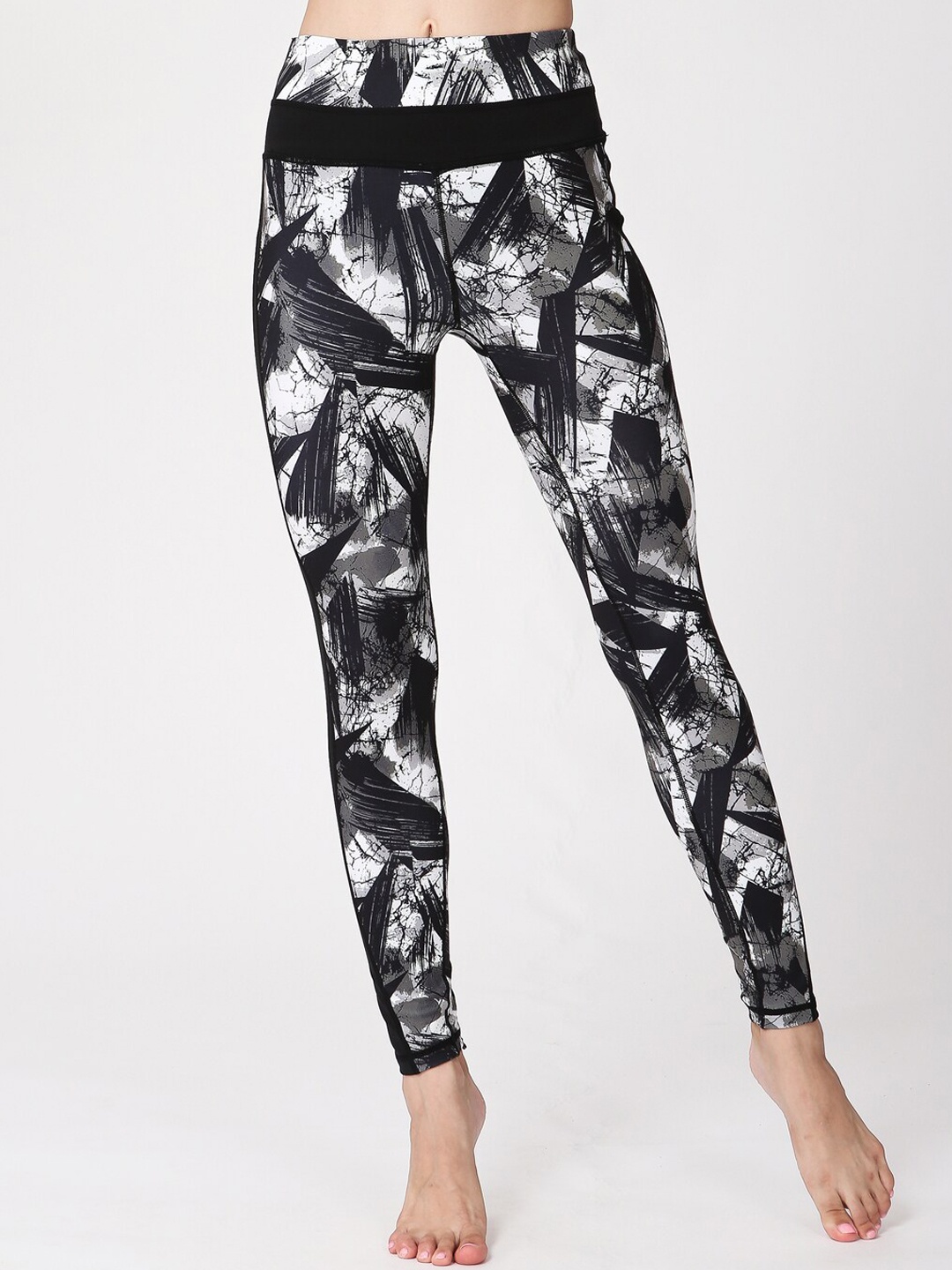 

JC Collection Women Printed Rapid-Dry Ankle Length Training Tights, Black