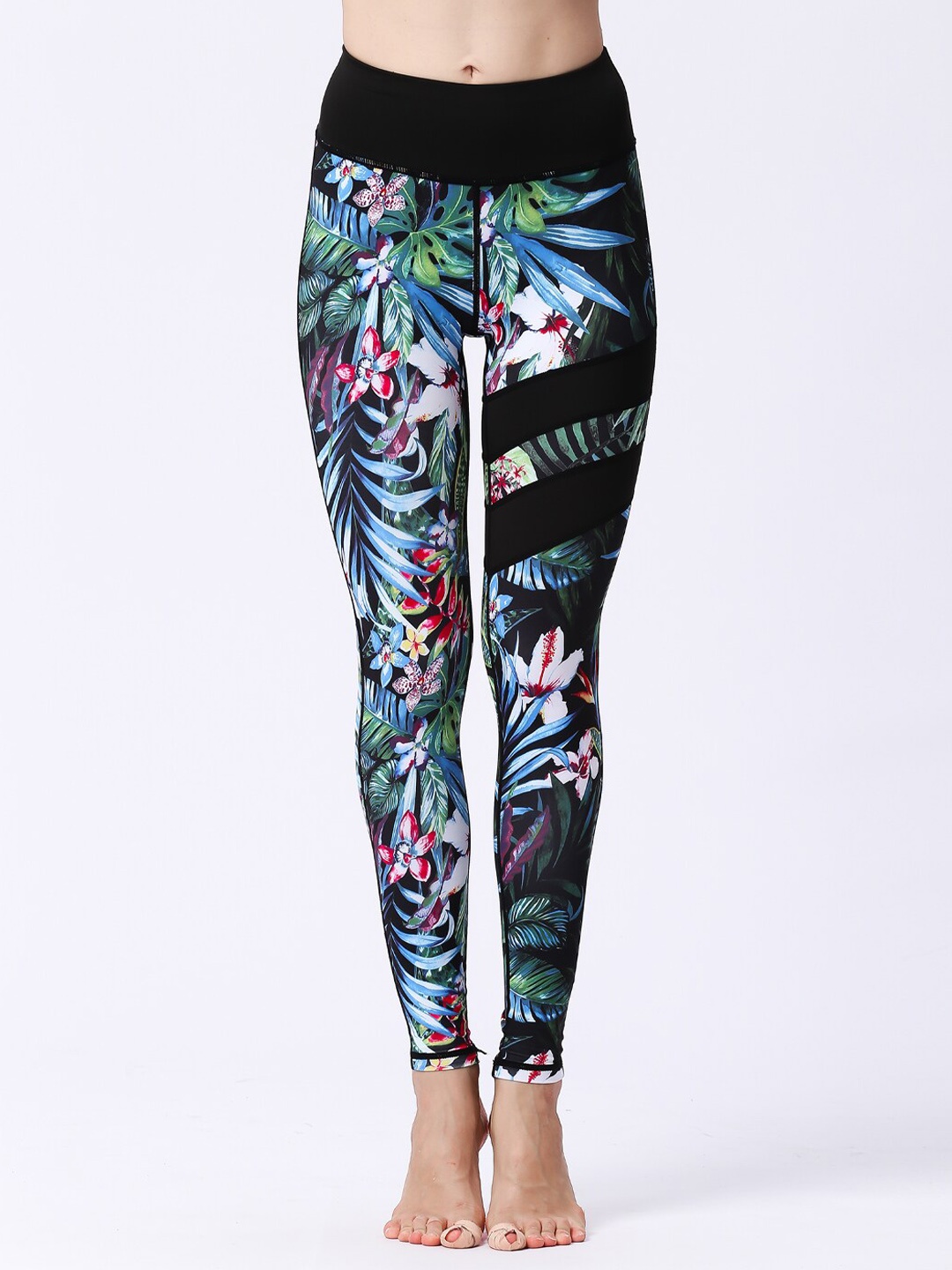 

JC Collection Women Printed Training Or Gym Tights, Black