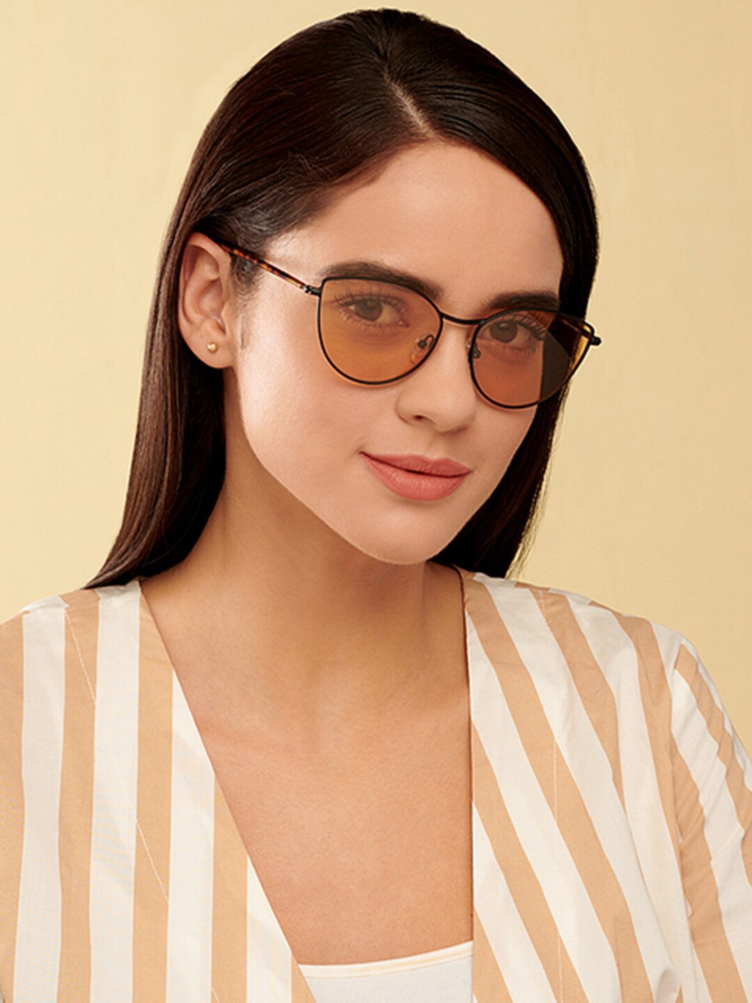 

John Jacobs Women Cateye Sunglasses with UV Protected Lens, Yellow