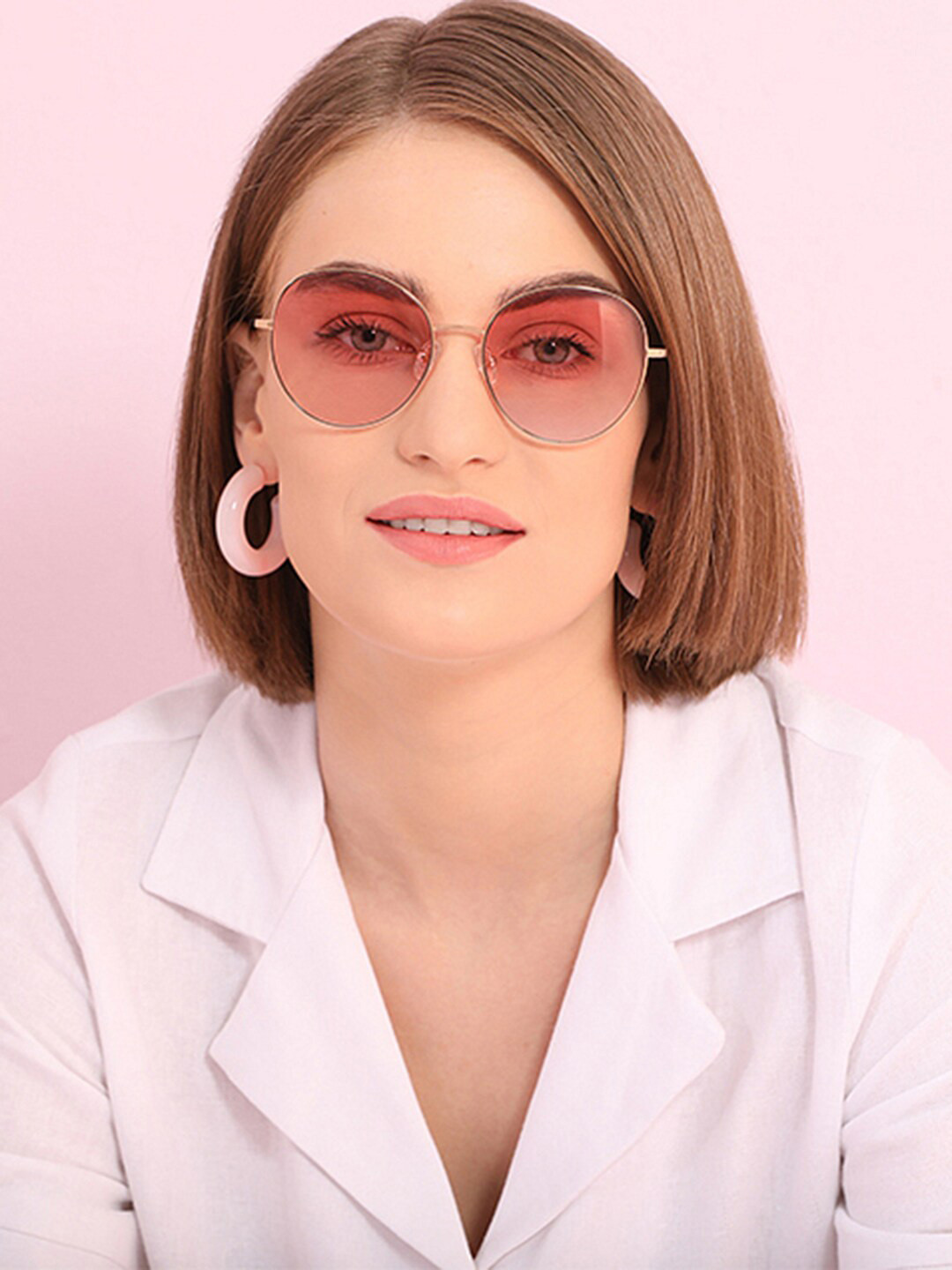 

John Jacobs Women Round Sunglasses with UV Protected Lens 136066, Pink
