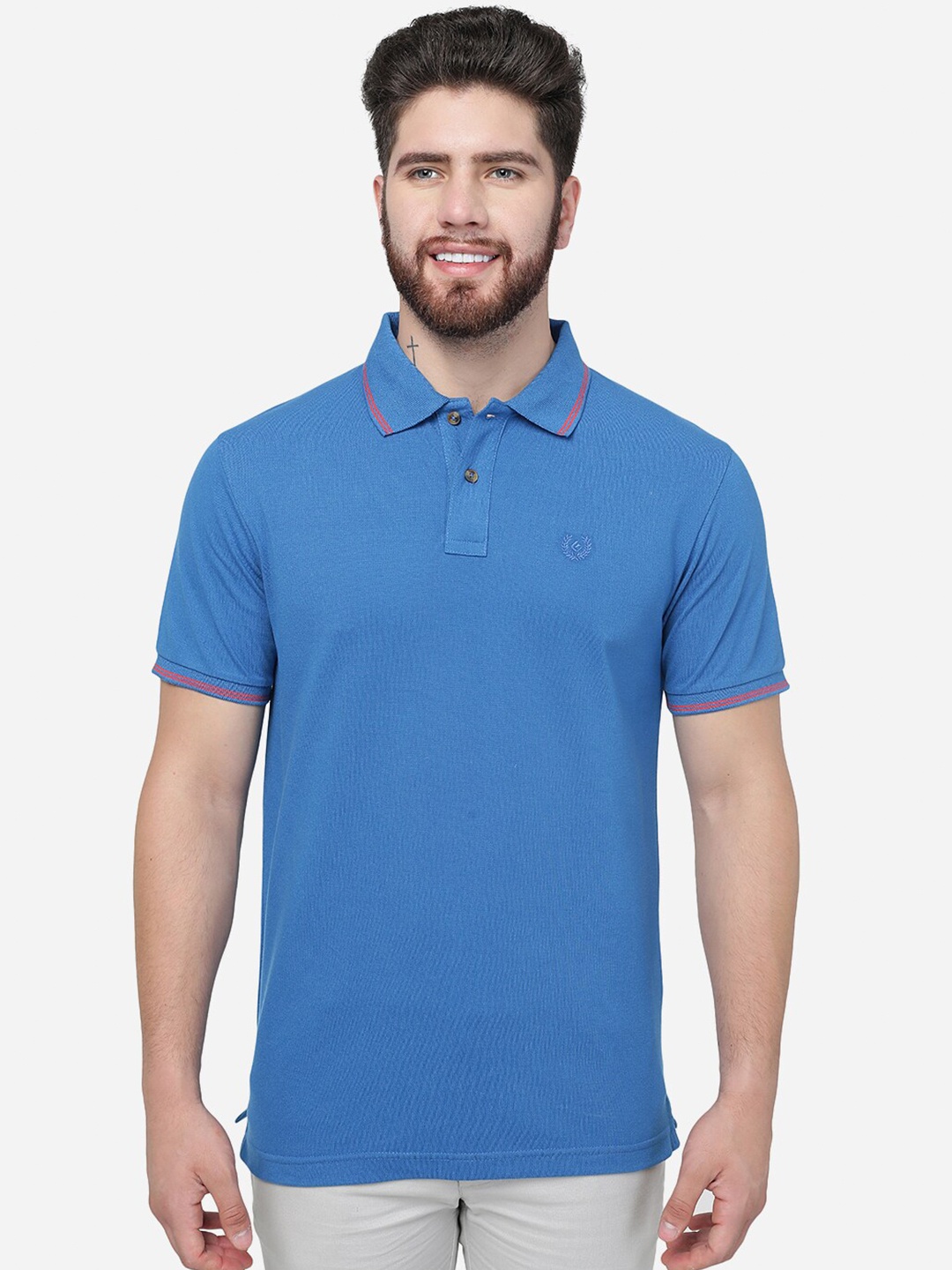 

Greenfibre Polo Collar Slim Fit Cotton T-shirt, Blue
