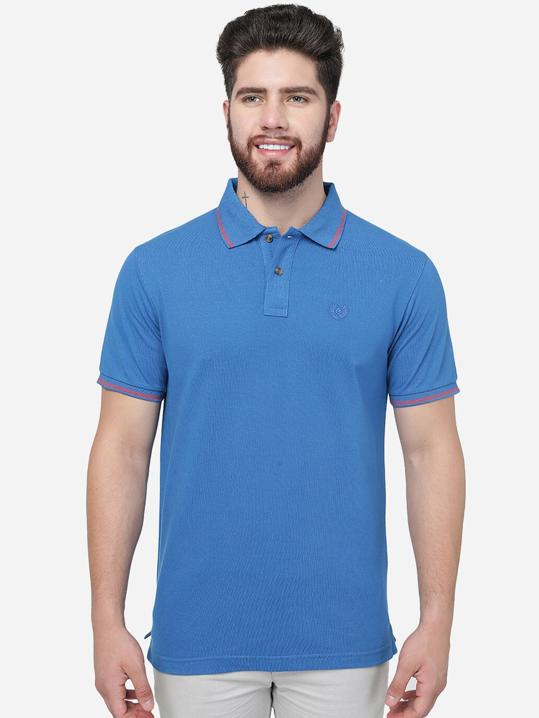 

Greenfibre Polo Collar Slim Fit Cotton T-shirt, Blue