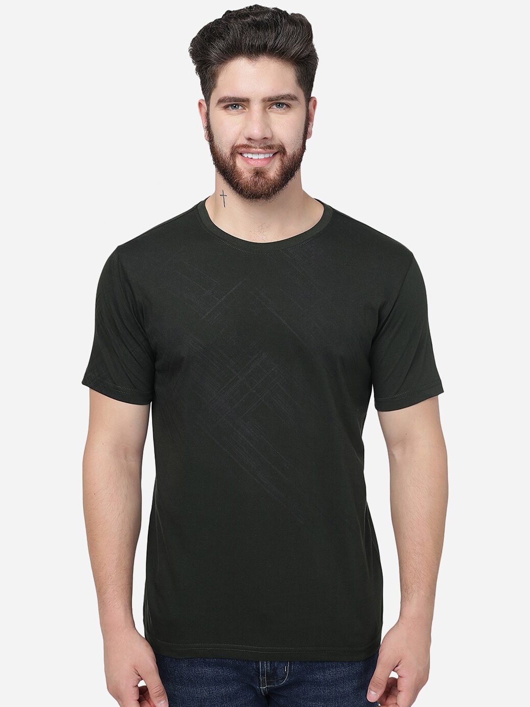 

Greenfibre Round Neck Cotton Slim Fit T-shirt, Green