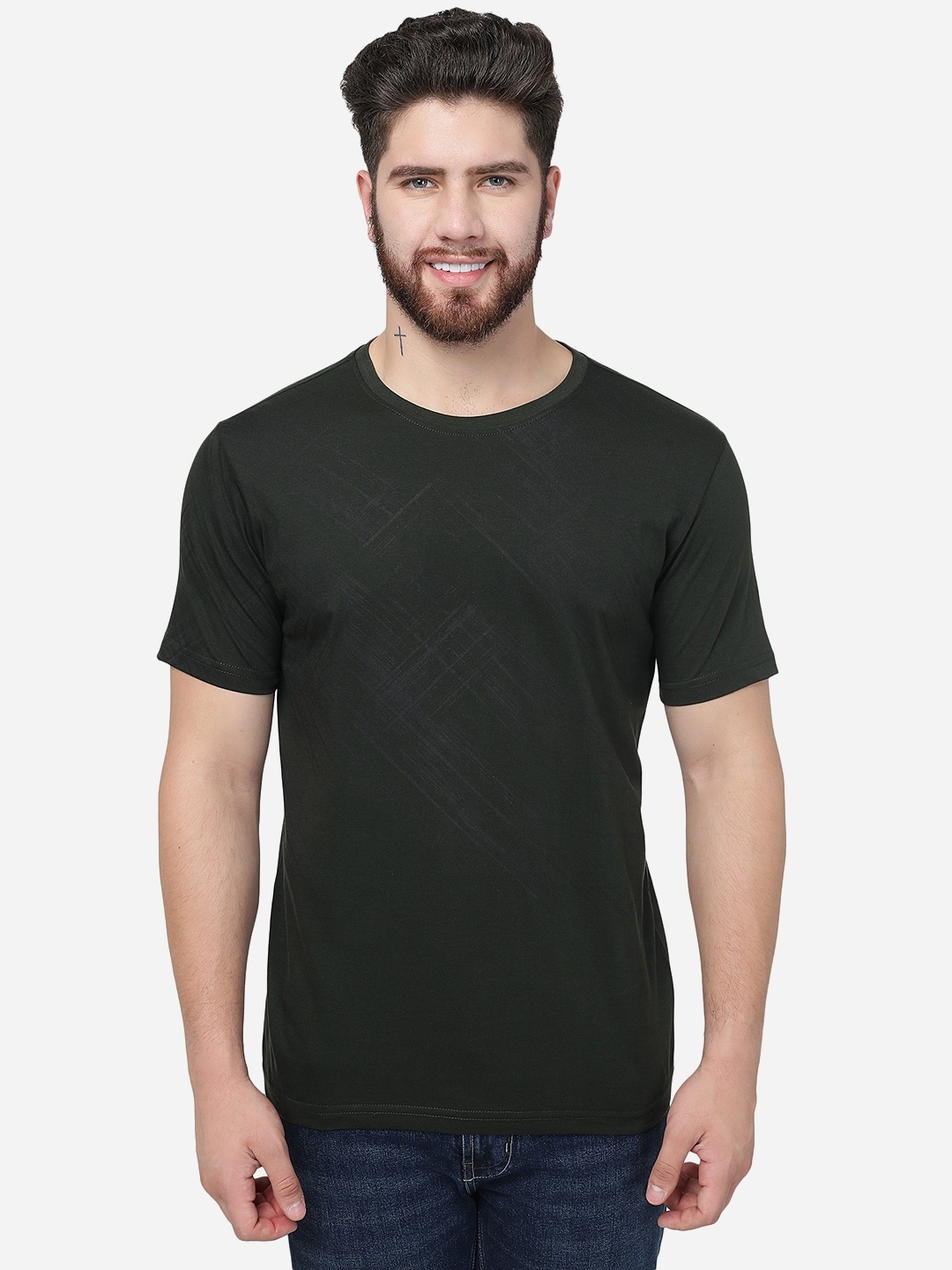 

Greenfibre Round Neck Cotton Slim Fit T-shirt, Green