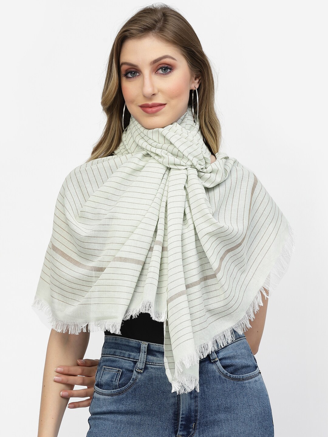 

Arrabi Women Striped Stole, Green