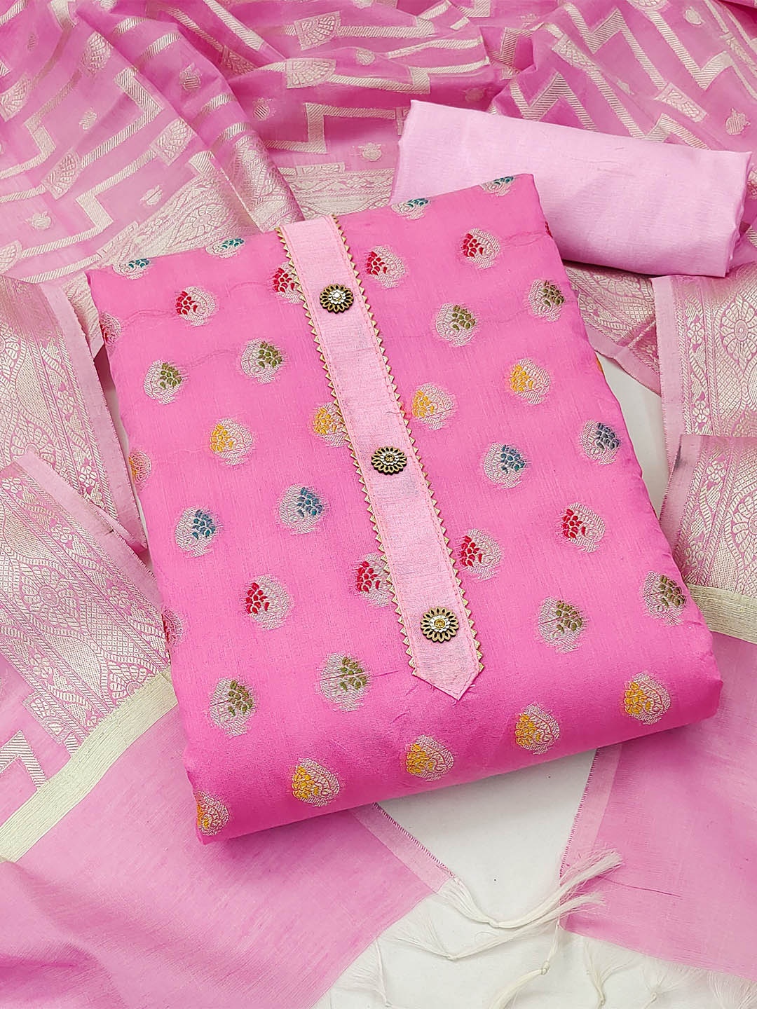 

KALINI Unstitched Dress Material, Pink