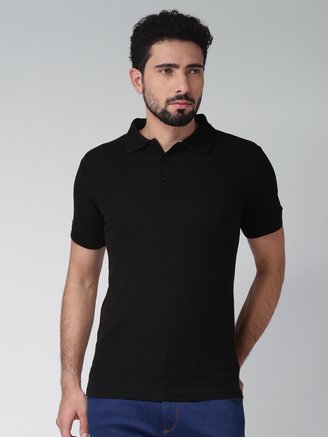 

Blue Saint Men Black Solid Polo Collar T-shirt
