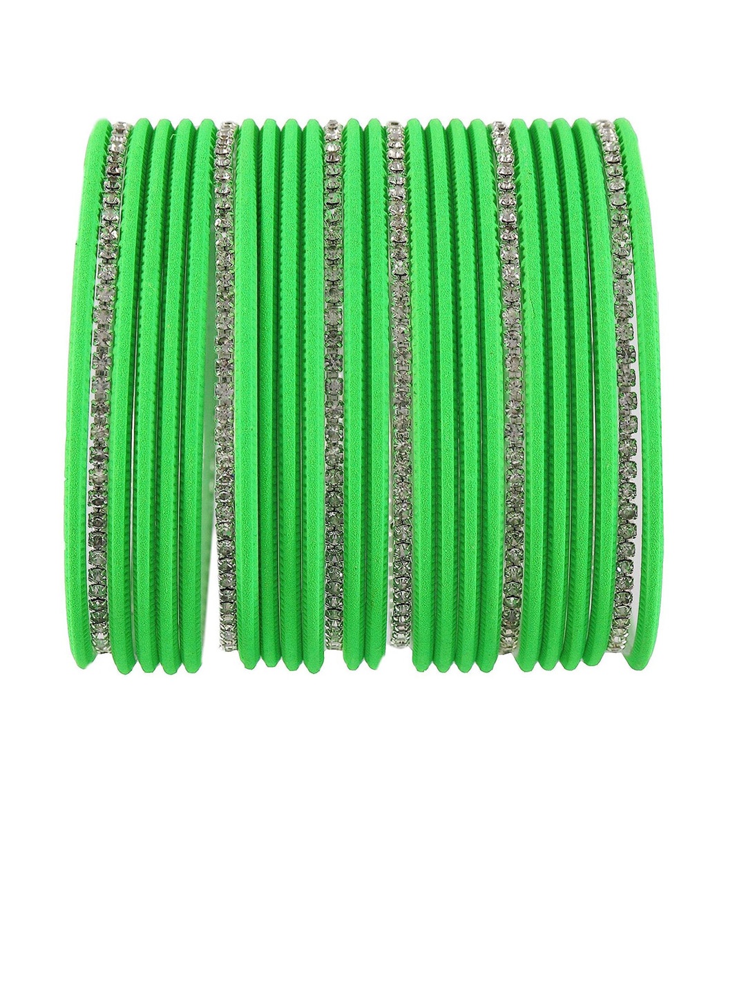 

NMII Set Of 26 Cubic Zirconia-Studded Glossy Bangles, Green