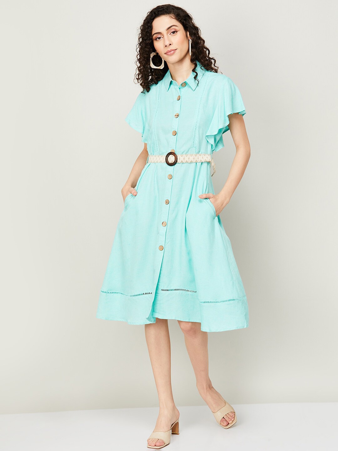 

CODE by Lifestyle Belted Shirt Dress, Green