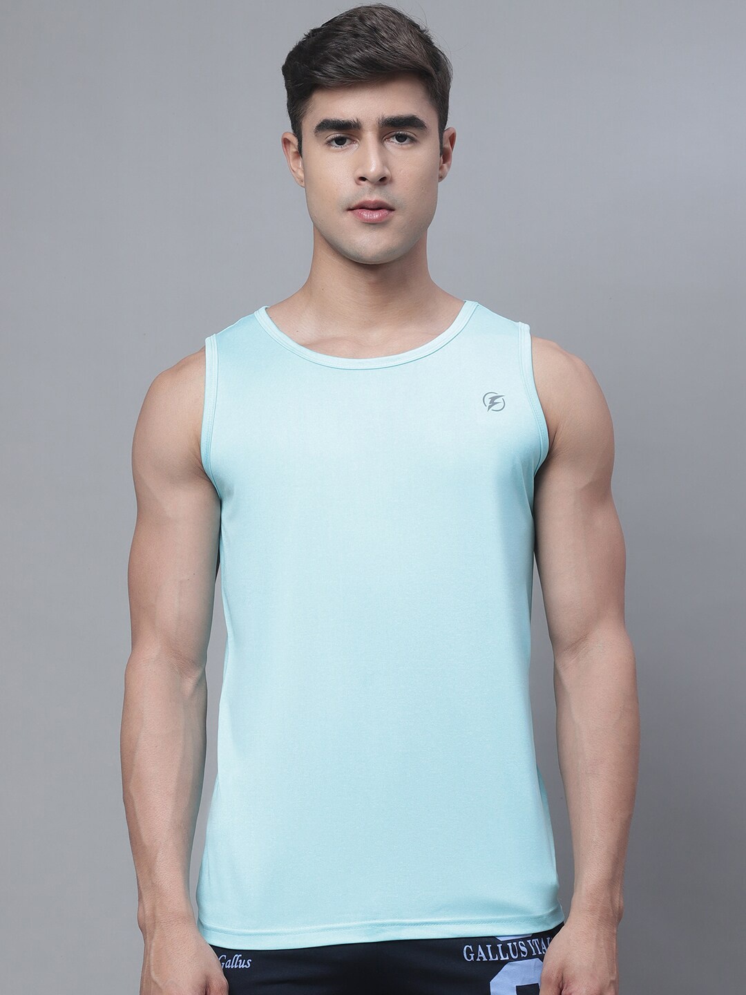 

Friskers Sleeveless Round Neck Anti Odour Sports T-shirt, Turquoise blue