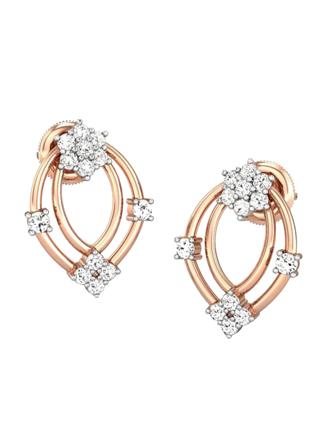 

CANDERE A KALYAN JEWELLERS COMPANY 14KT Rose Gold Cubic Zirconia Stud Earrings-1.23gm