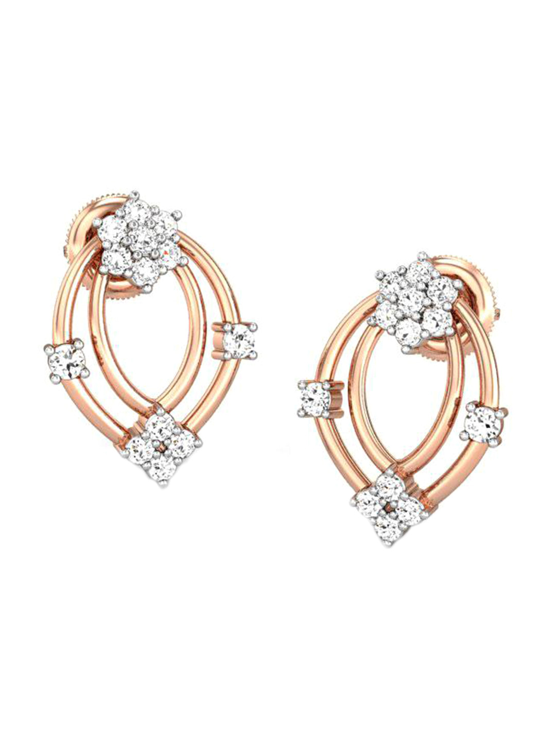 

CANDERE A KALYAN JEWELLERS COMPANY 18KT Rose Gold Cubic Zirconia Studded Earrings- 1.45 g