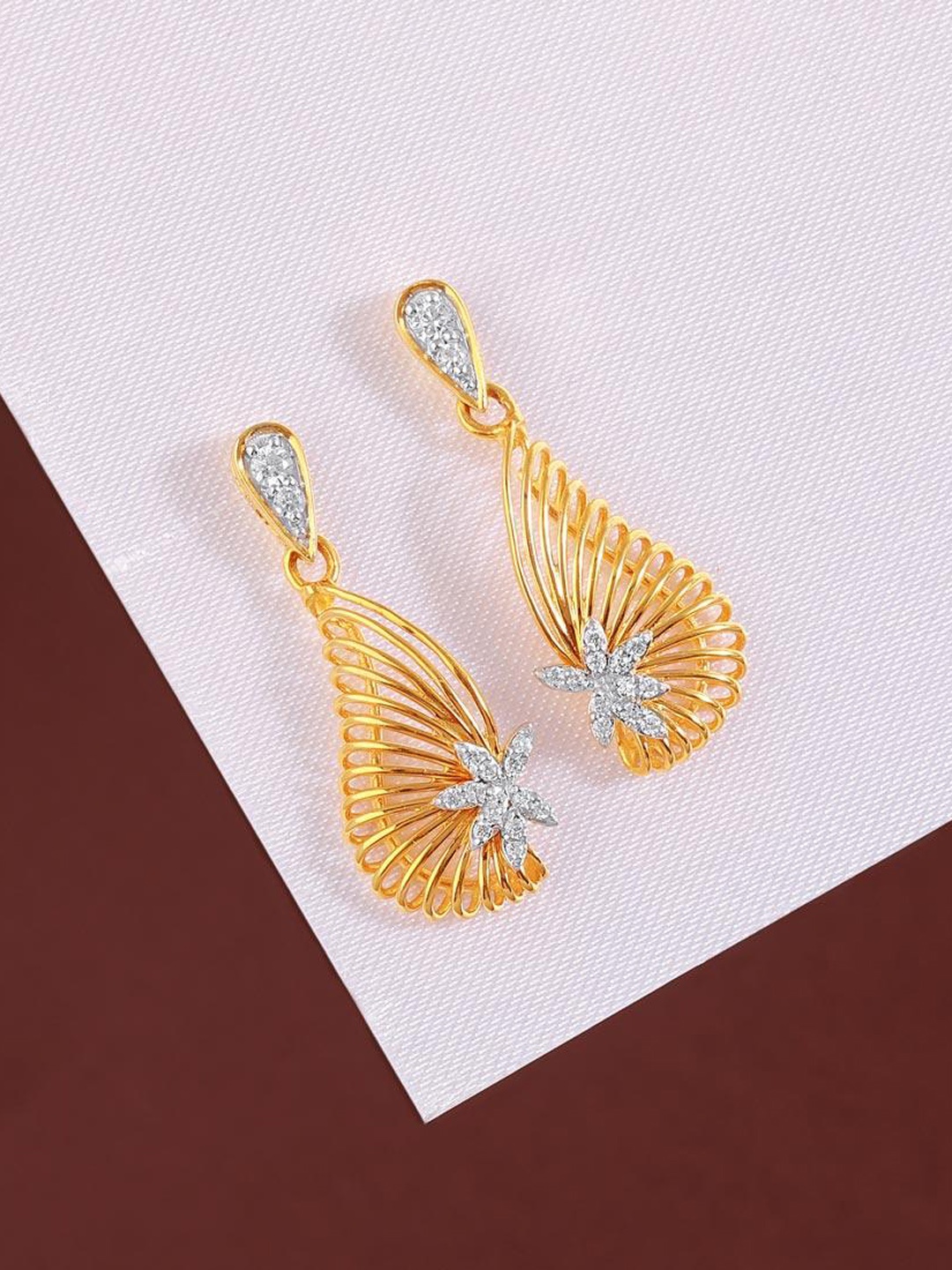 

CANDERE A KALYAN JEWELLERS COMPANY 18KT Gold Diamond Dangle Earrings-4.3 g