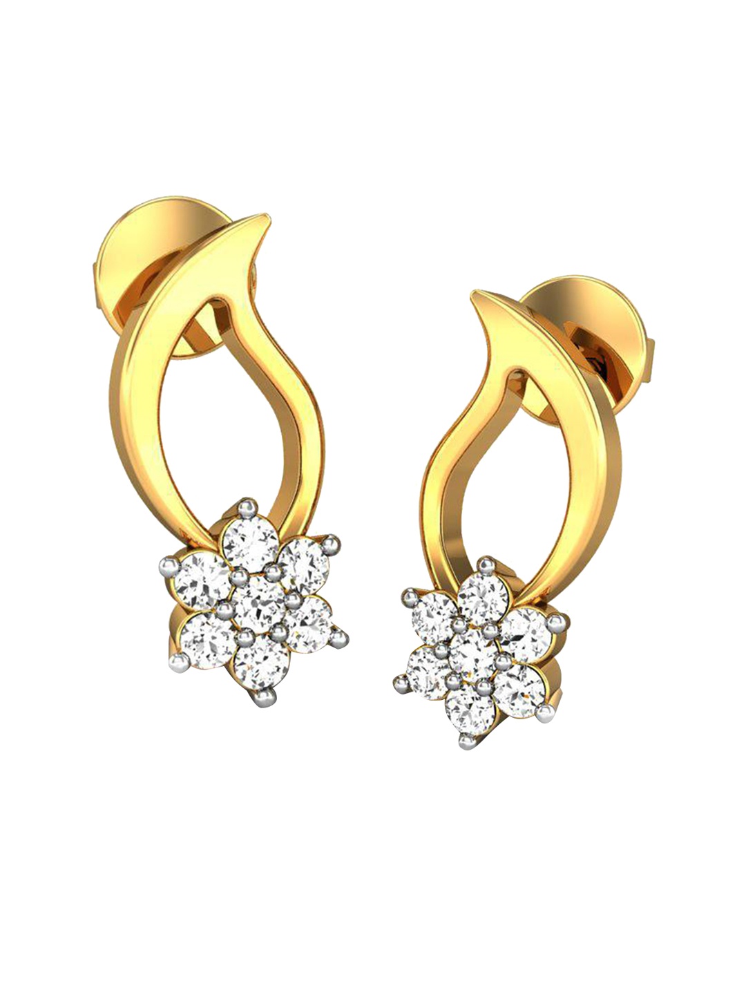 

CANDERE A KALYAN JEWELLERS COMPANY 22KT Gold Cubic Zirconia Stud Earrings-2.3 g