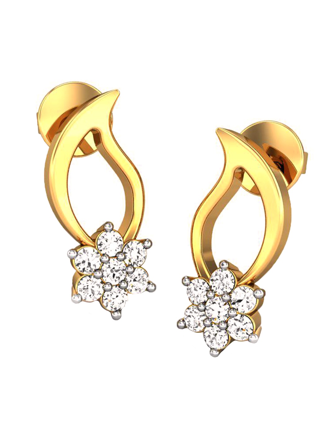 

CANDERE A KALYAN JEWELLERS COMPANY 18KT Gold Cubic Zirconia Studded Earrings- 1.9 g