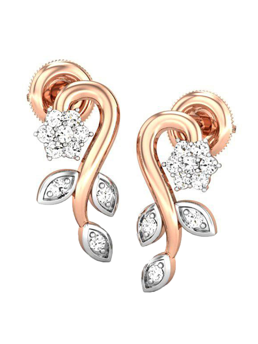 

CANDERE A KALYAN JEWELLERS COMPANY 18KT Rose Gold Cubic Zirconia Stud Earrings-2.42gm