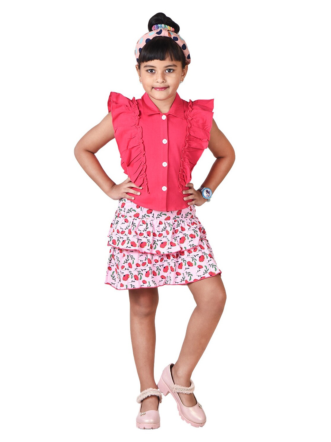 

POMY & JINNY Girls Cotton Top with Skirt, Pink