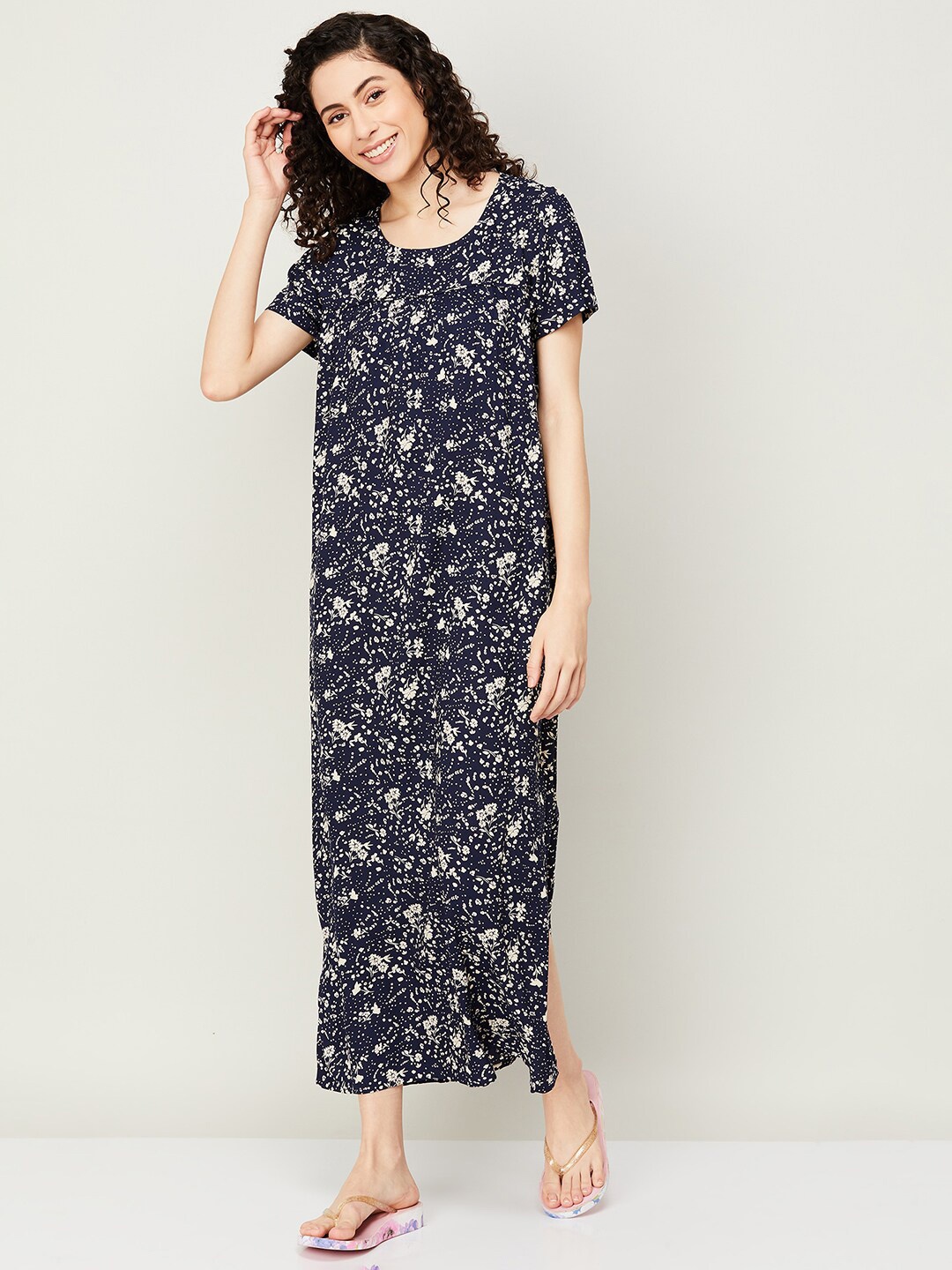 

Ginger by Lifestyle Floral Printed Nightdress, Blue