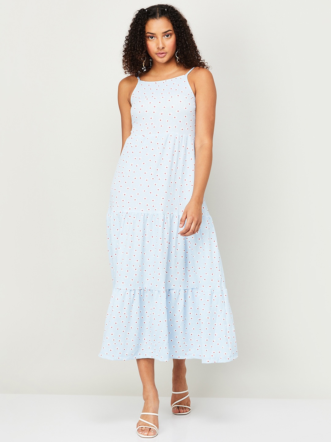 

Ginger by Lifestyle Floral Printed Tiered Fit & Flare Midi Dress, Blue