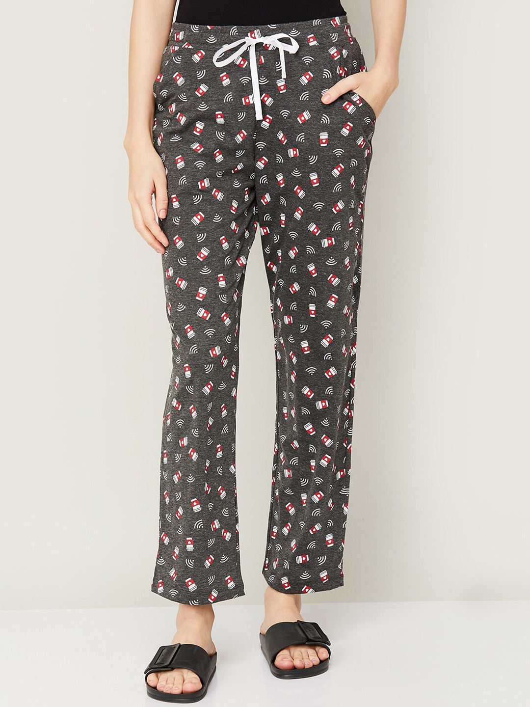 

Ginger by Lifestyle Women Printed Cotton Lounge Pants, Grey
