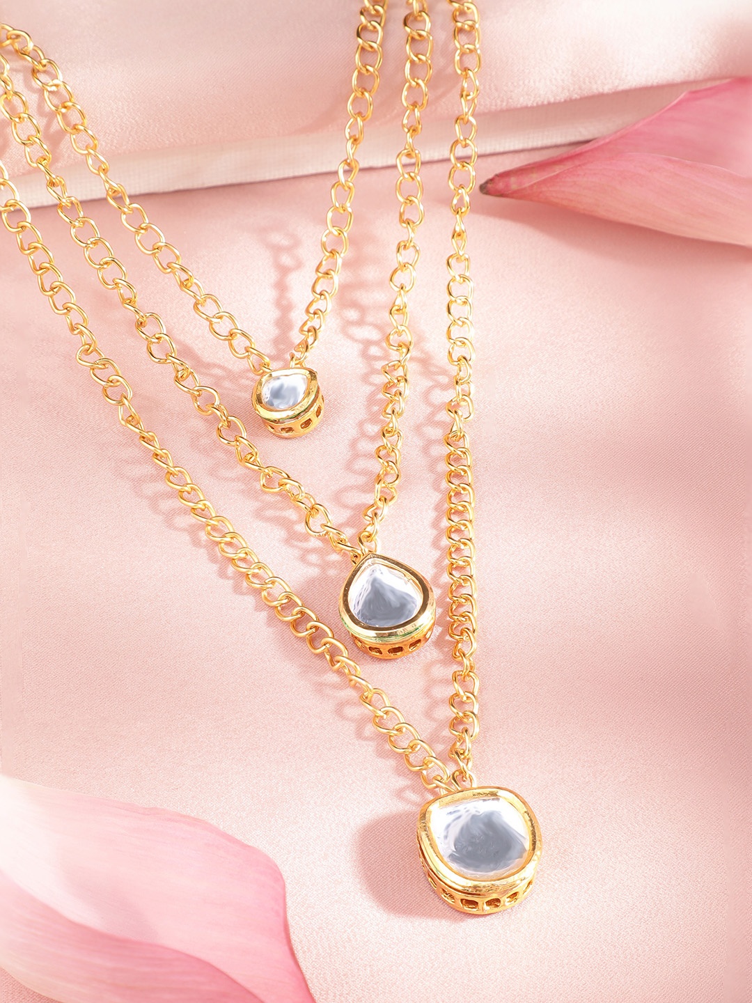 

Rubans Gold-Plated Stone-Studded Layered Necklace
