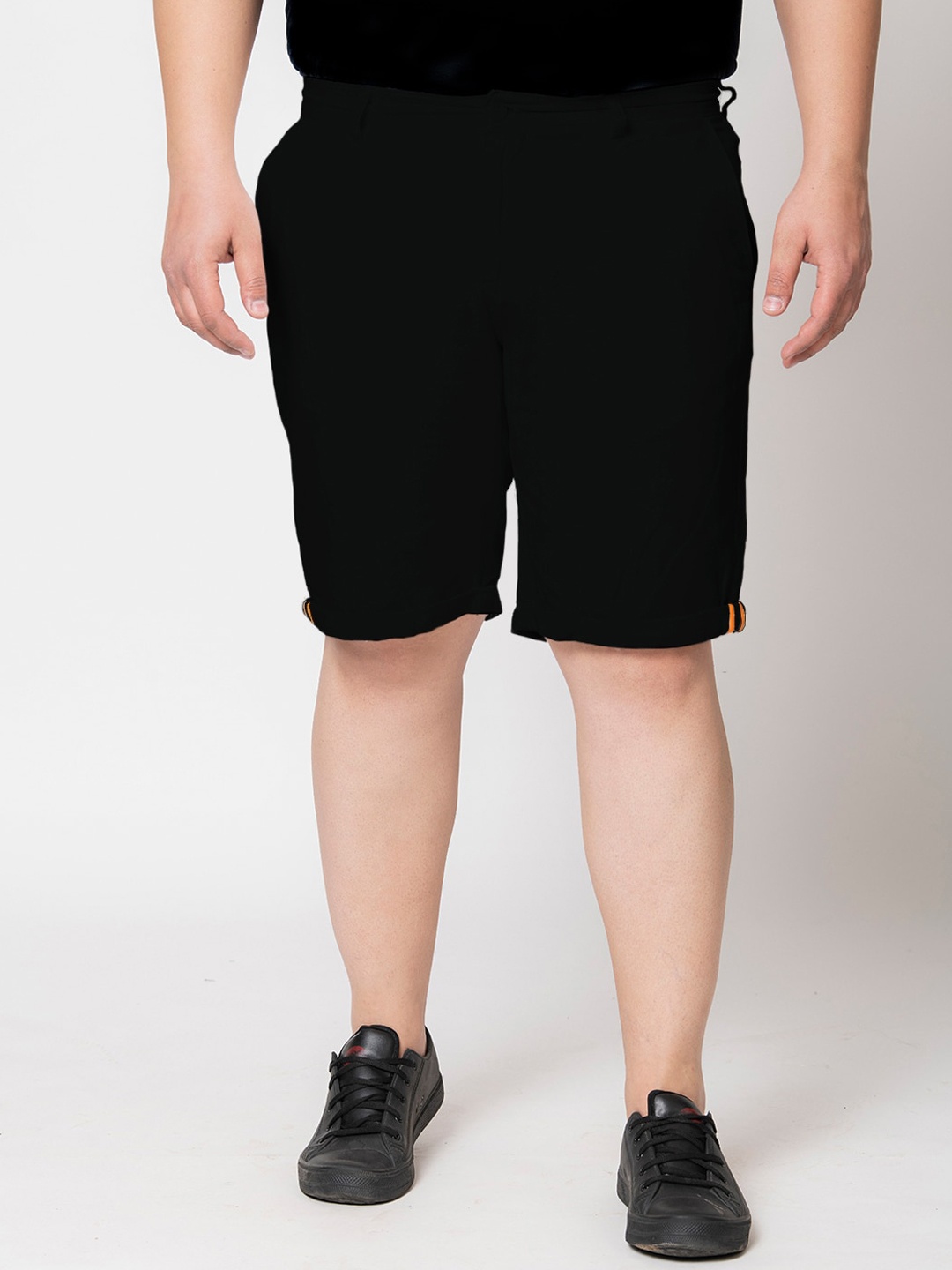 

IVOC Men Plus Size Regular Fit Mid-Rise Pure Cotton Shorts, Black