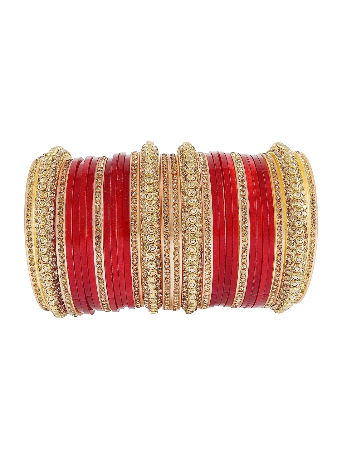 

NMII Set Of 30 Zircon Studded Glossy Finished Bangles, Gold