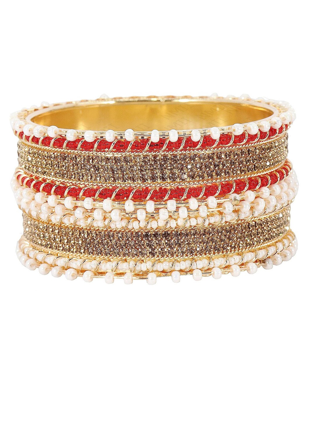 

NMII Set Of 4 Gold-Plated Zircon Studded Metal Bangles