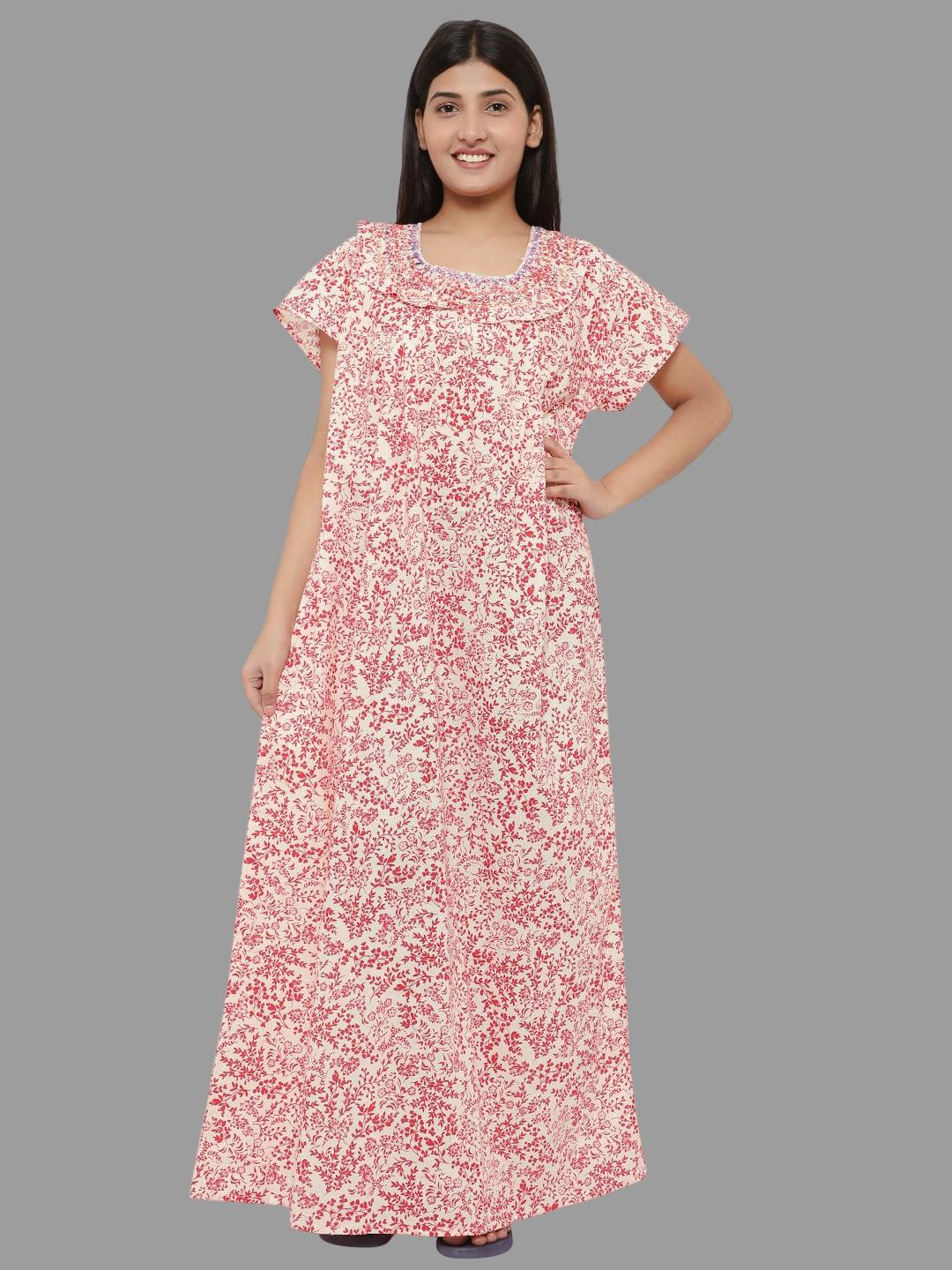 

PALIVAL Floral Printed Pure Cotton Maxi Nightdress, Red