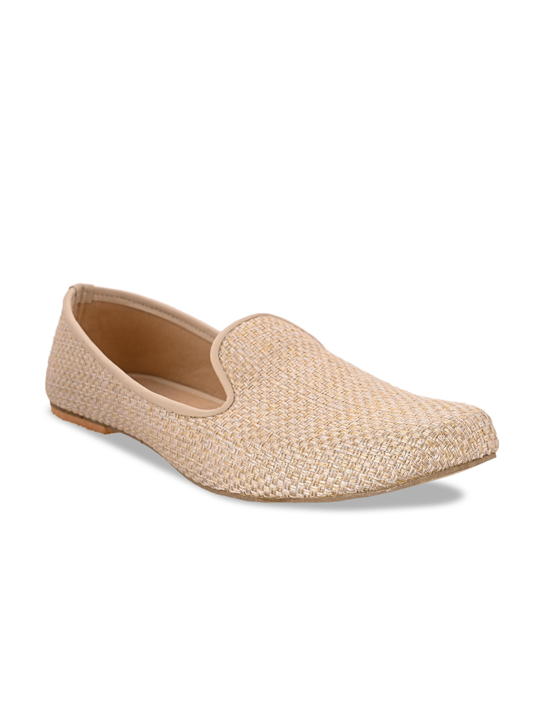 

Aristitch Men Woven Design Mojaris, Cream