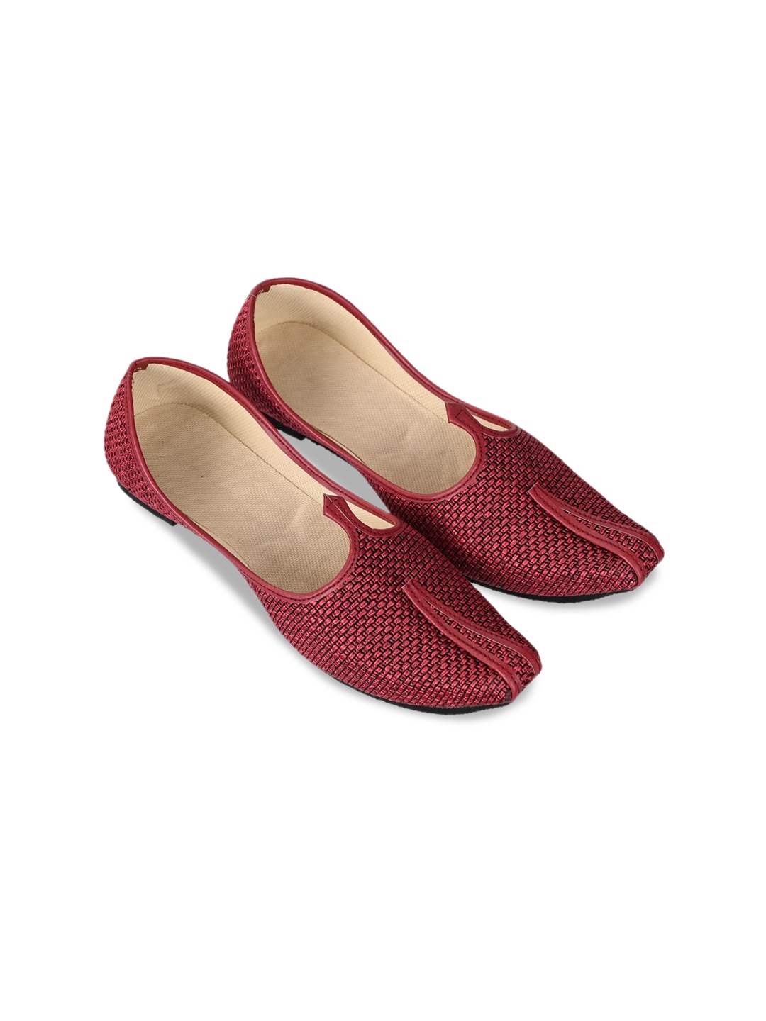 

Aristitch Men Woven Design Mojaris, Red