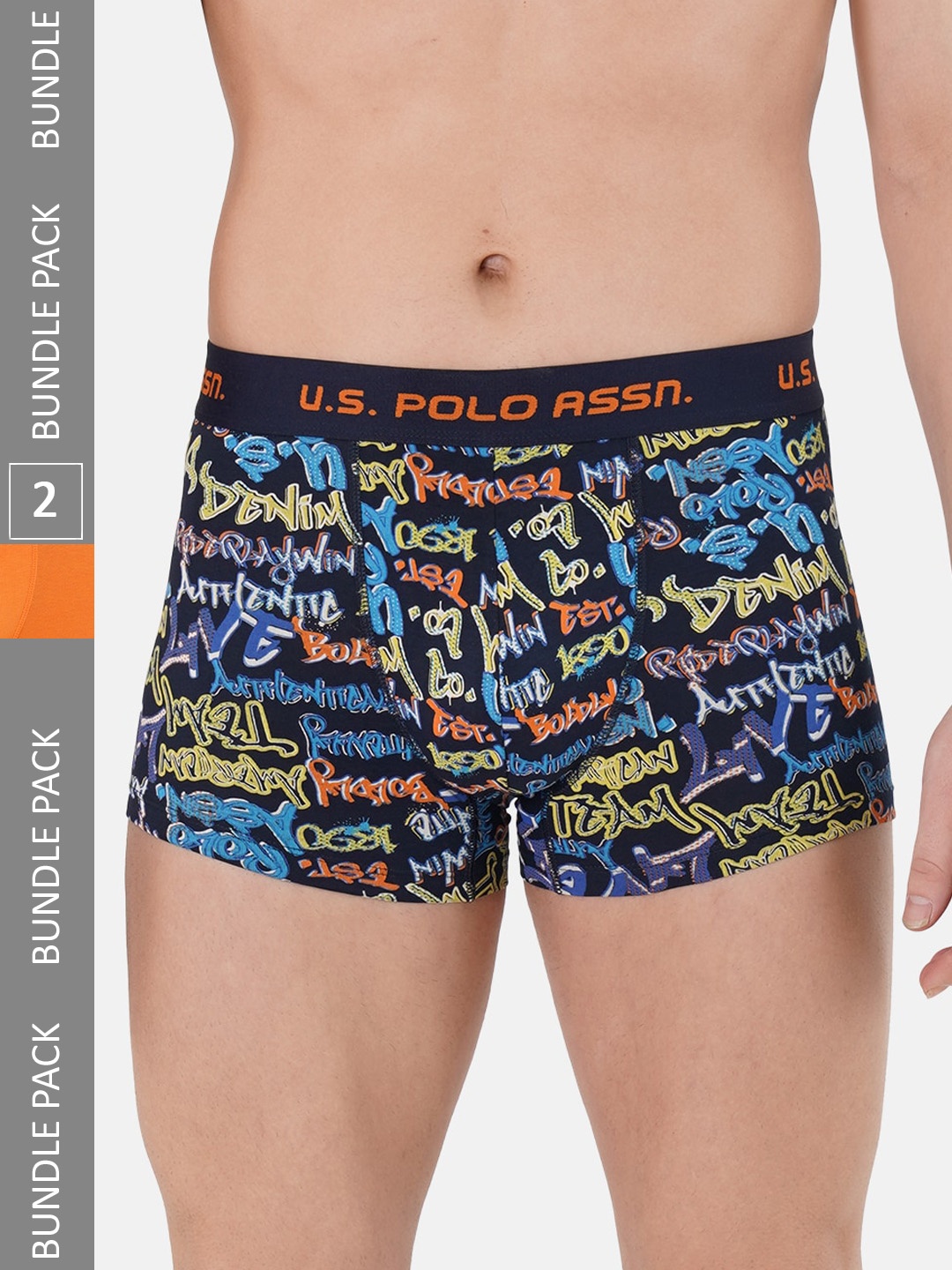 

U.S. Polo Assn. Men Pack Of 2 Brand Logo Printed IYAK Trunks, Orange