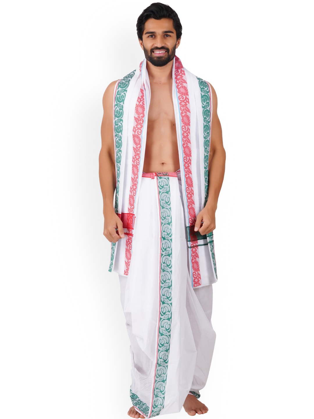 

Ramraj Cotton Panchakacham Dhoti With Angavastram, White