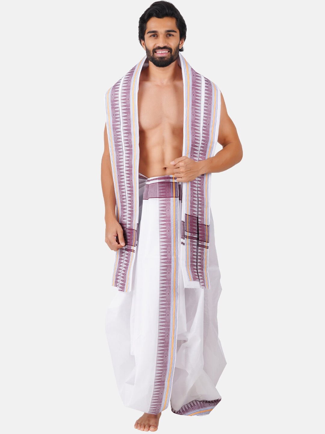

Ramraj Cotton Panchakacham Dhoti With Angavastram, White