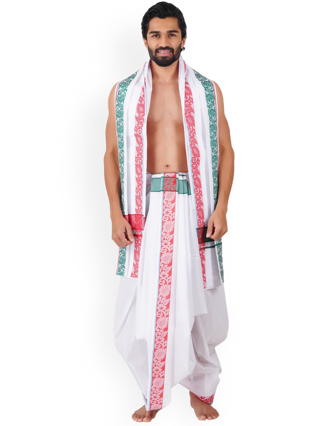 

Ramraj Cotton Panchakacham Dhoti With Angavastram, White