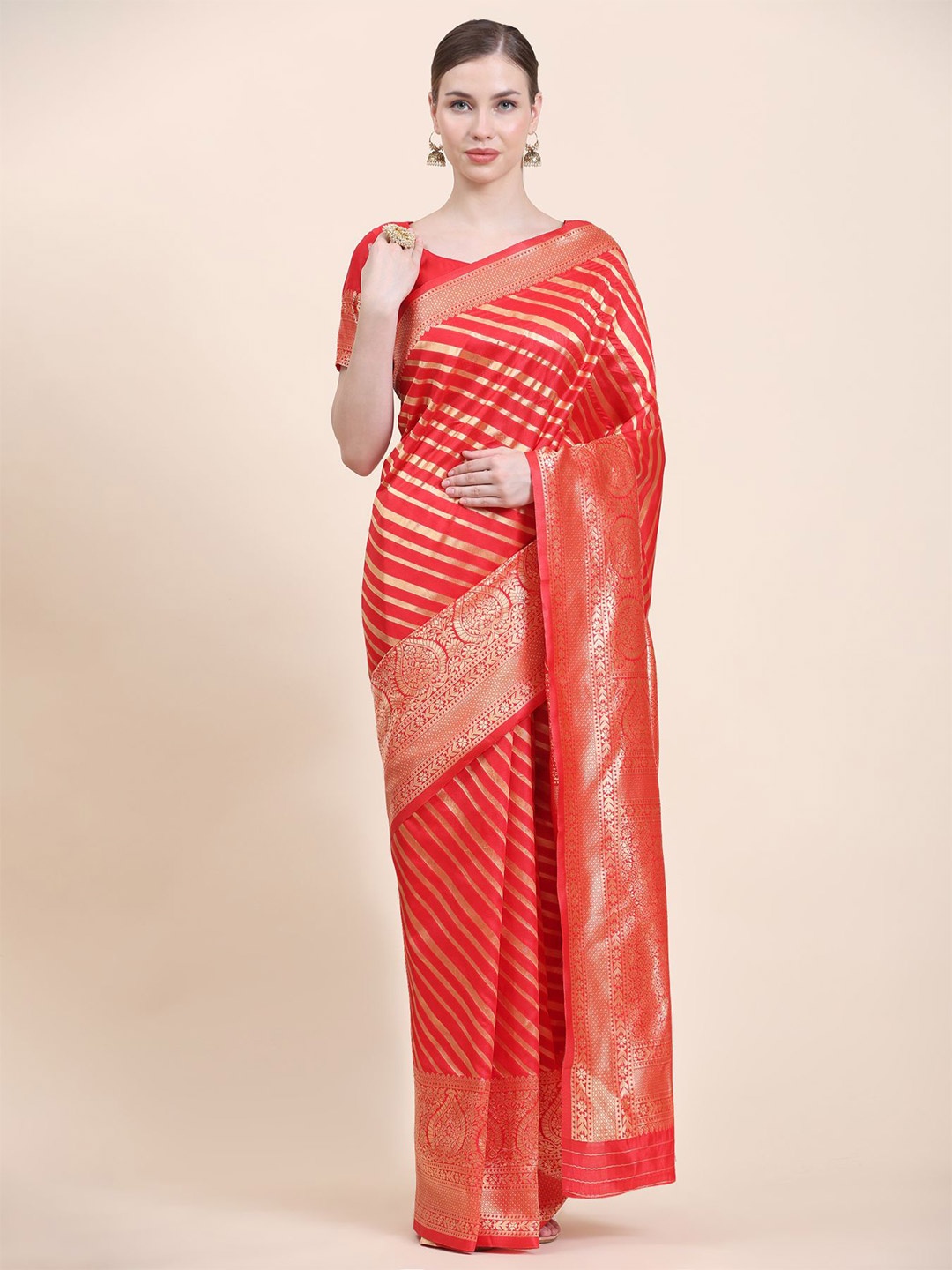 

Phenav Woven Design Zari Banarasi Saree, Red