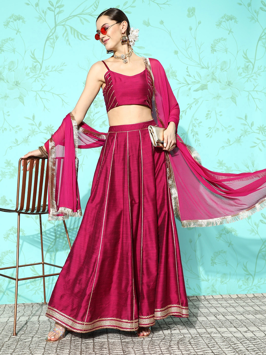 

Varanga Embellished Ready To Wear Lehenga & Blouse With Dupatta, Pink