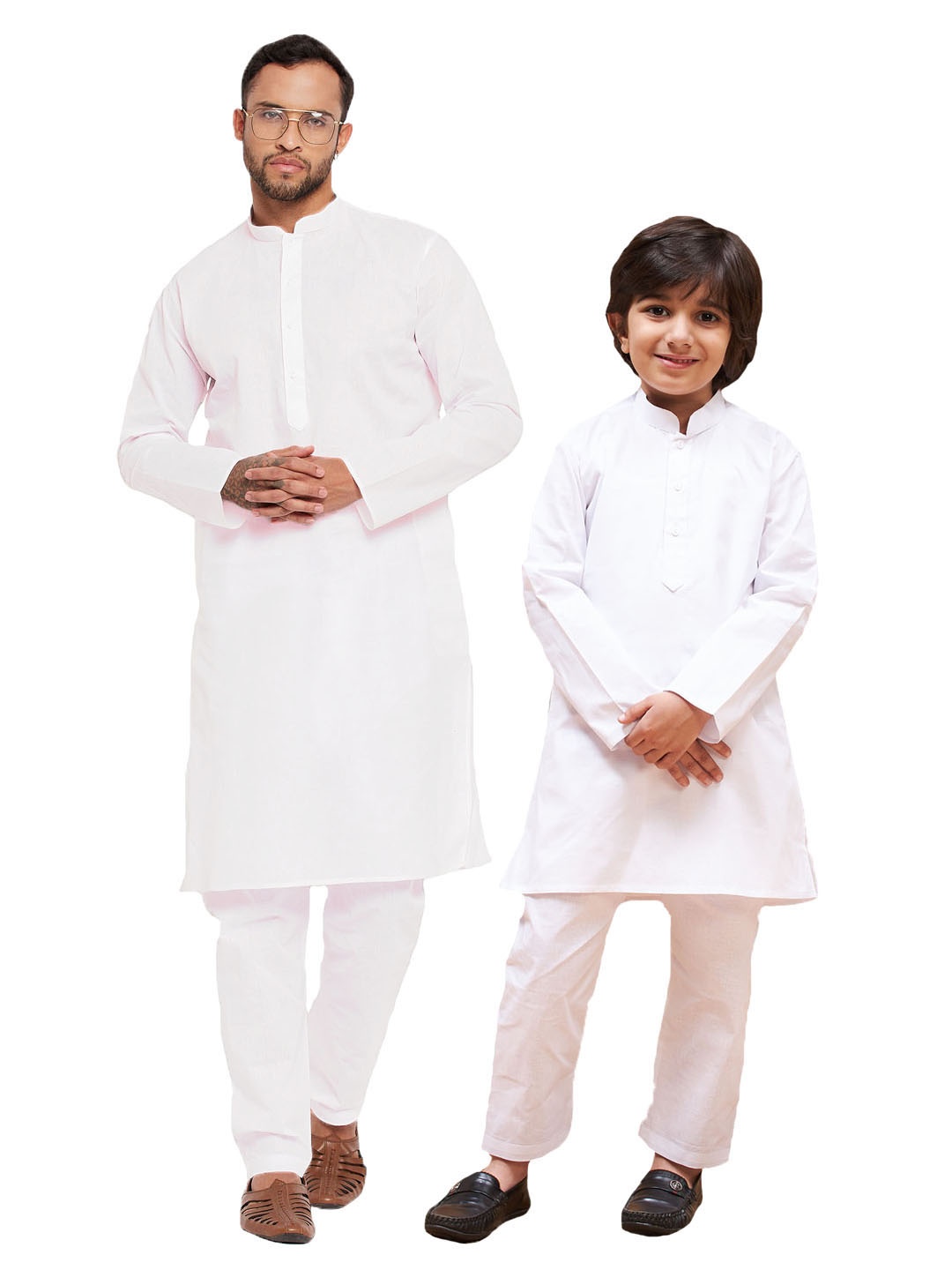 

VASTRAMAY Boys Mandarin Collar Pure Cotton Kurta With Pyjamas, White