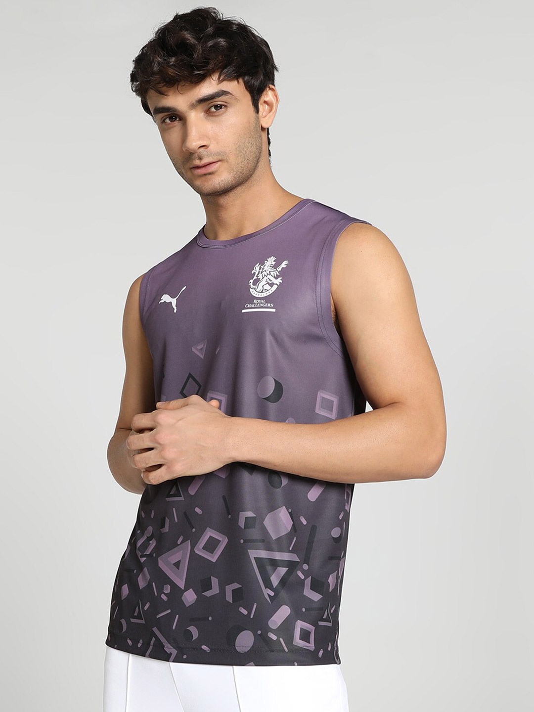 

Puma Geometric Printed Regular Fit Sleeveless T-Shirt, Purple