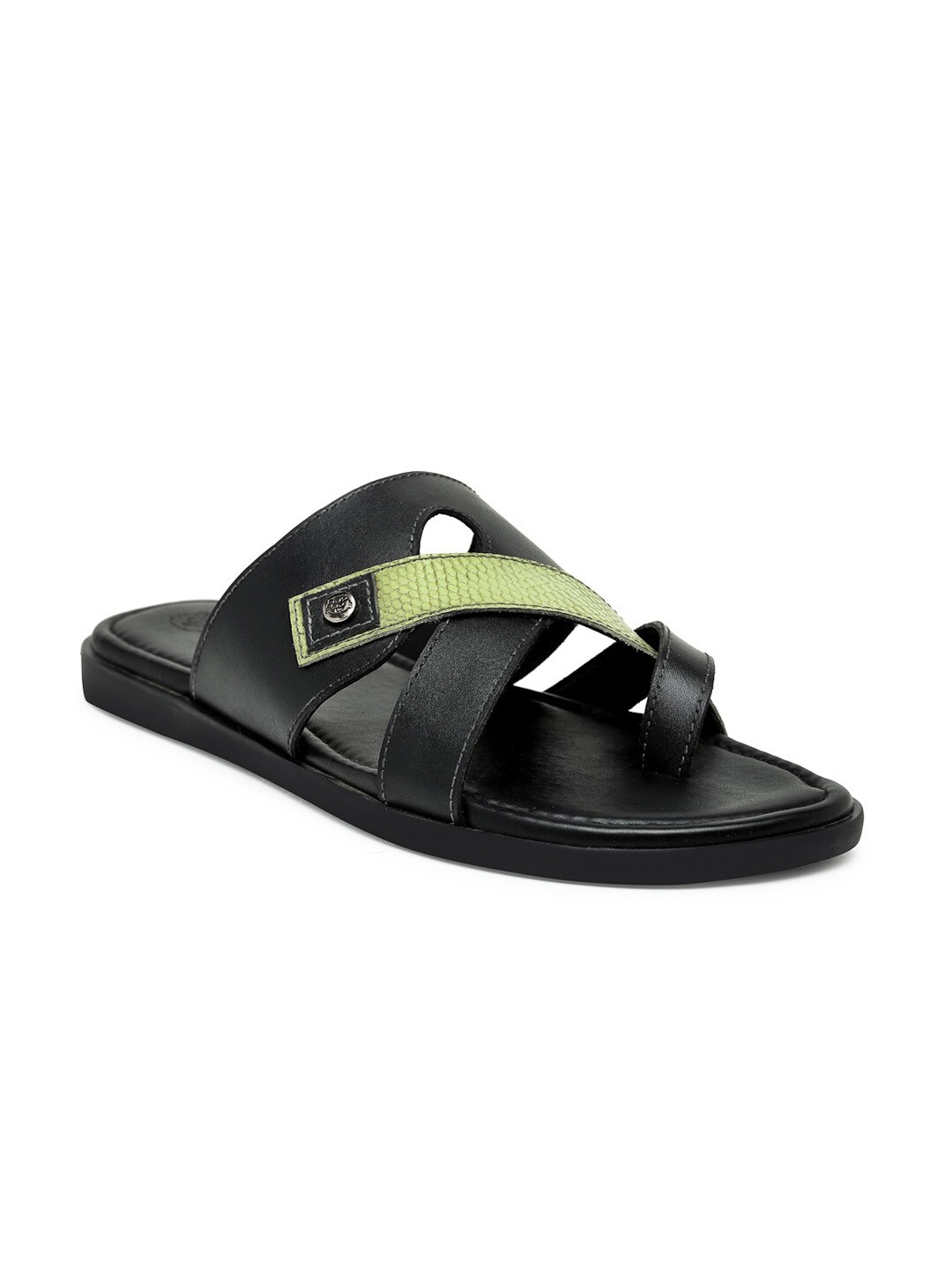 

BEAVER Men Leather Slip-On Comfort Sandals, Black