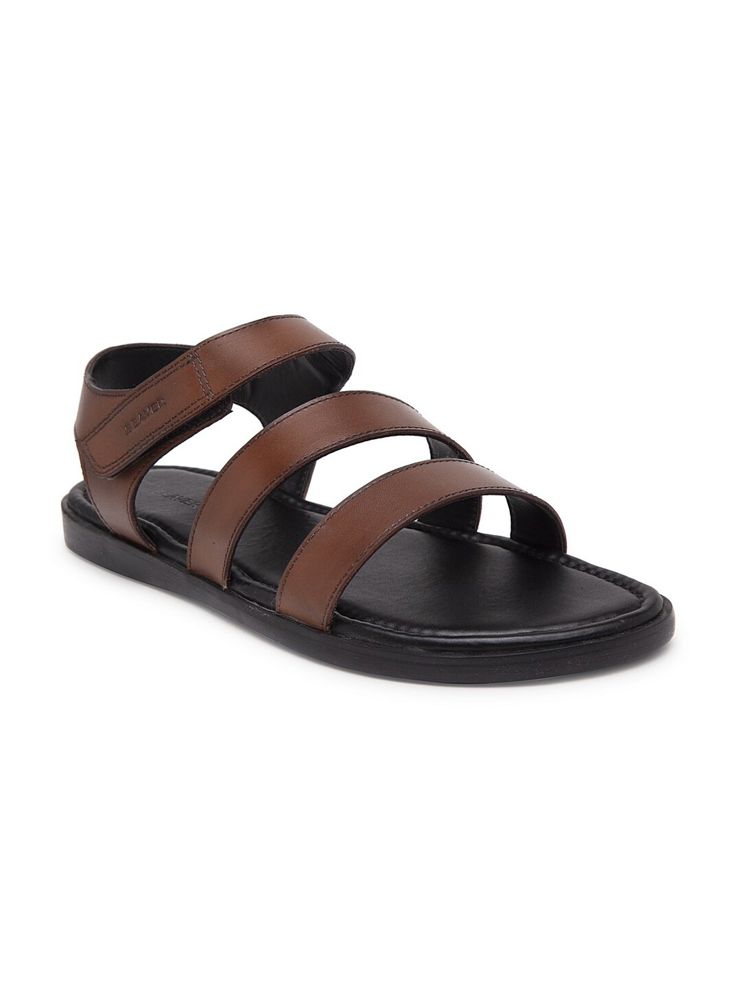 

BEAVER Men Leather Comfort Sandals With Velcro, Brown