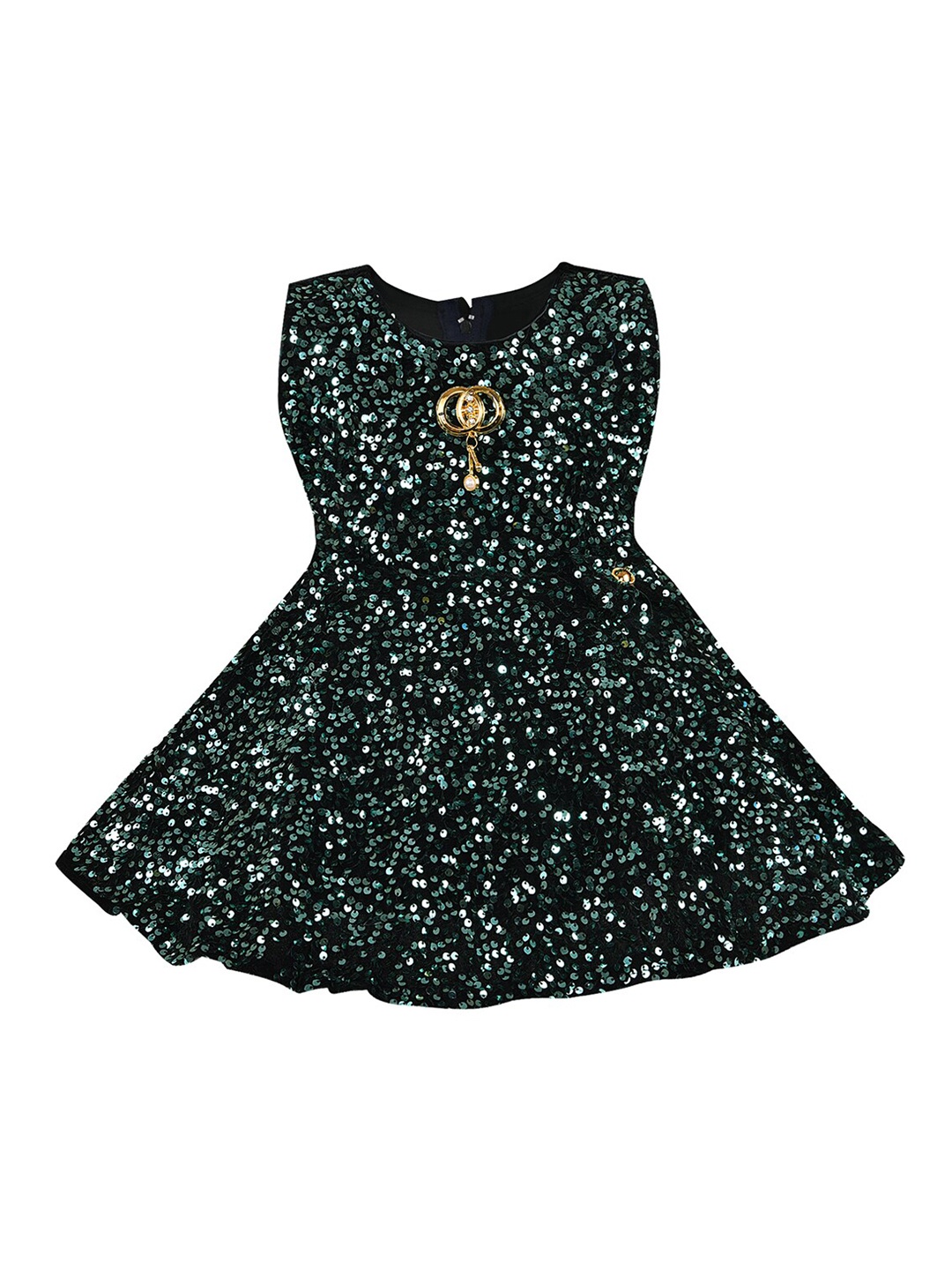 

Wish Karo Embellished Sequinned Velvet Fit & Flare Dress, Sea green