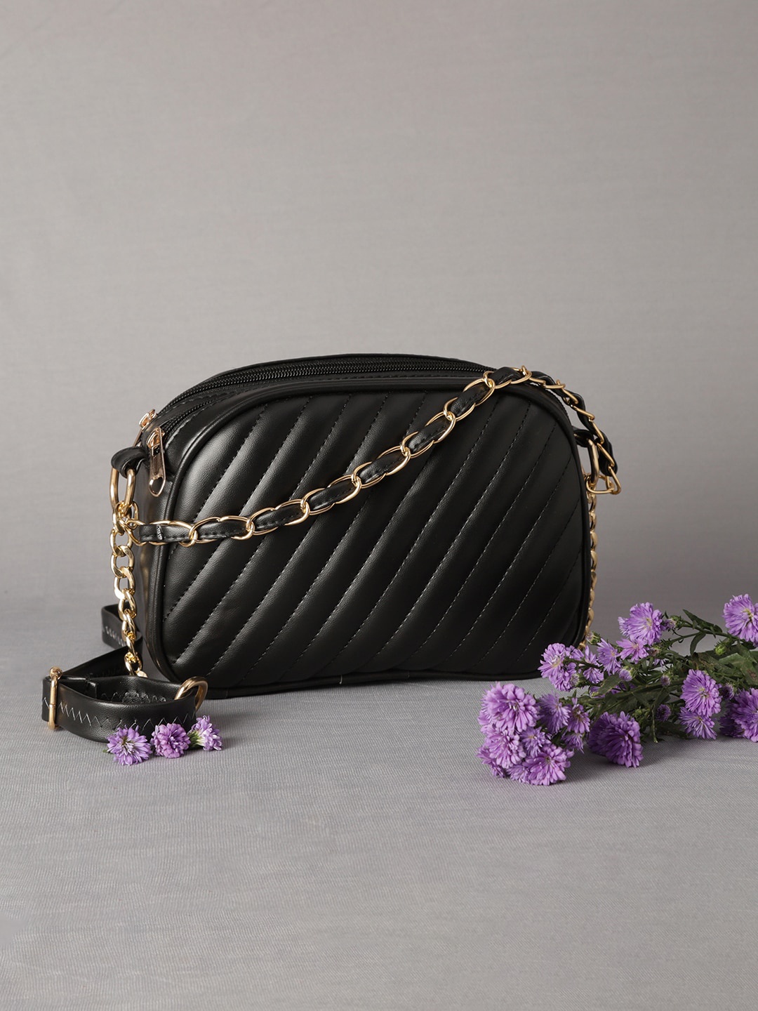 

MINI WESST Textured Structured Sling Bag, Black