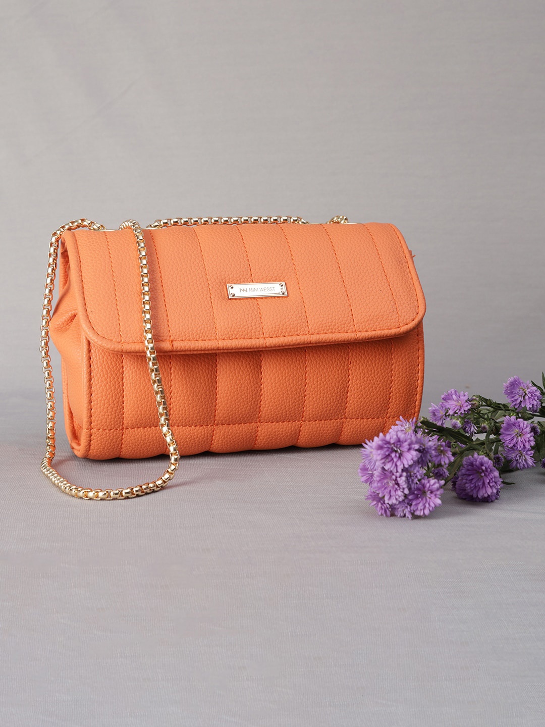 

MINI WESST Textured Structured Sling Bag, Orange