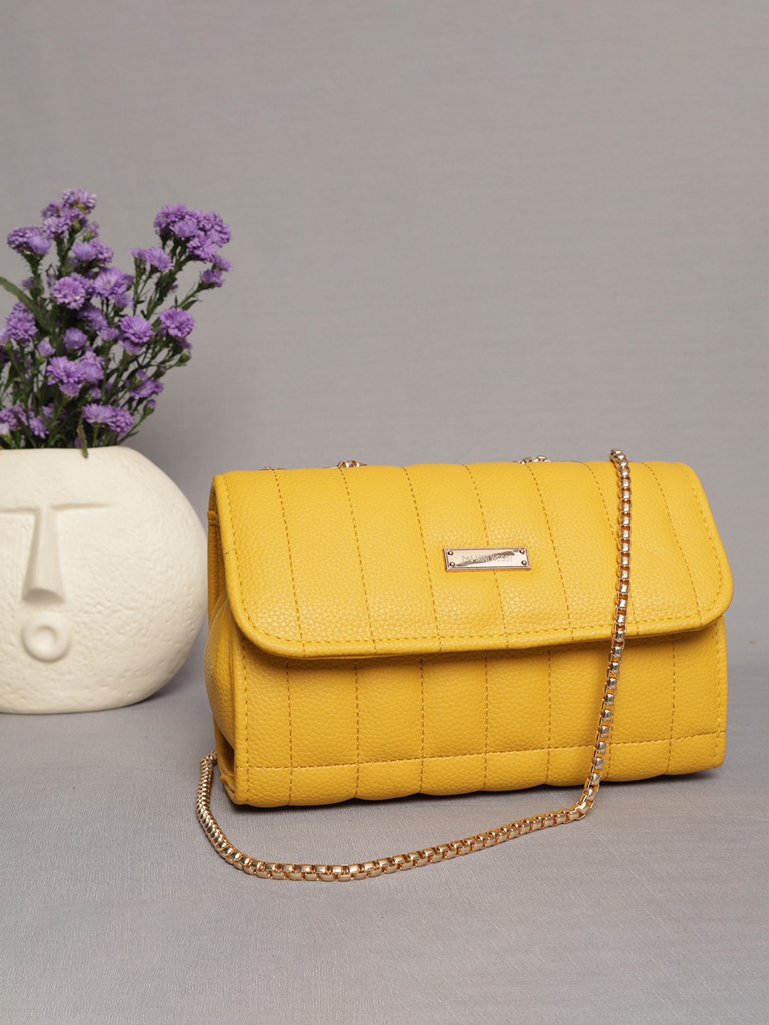 

MINI WESST Textured Structured Sling Bag, Yellow