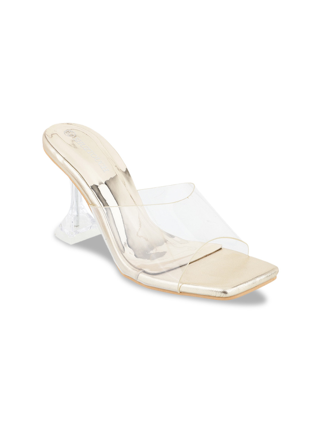 

SHUZ TOUCH Open Toe Block Heels, Gold