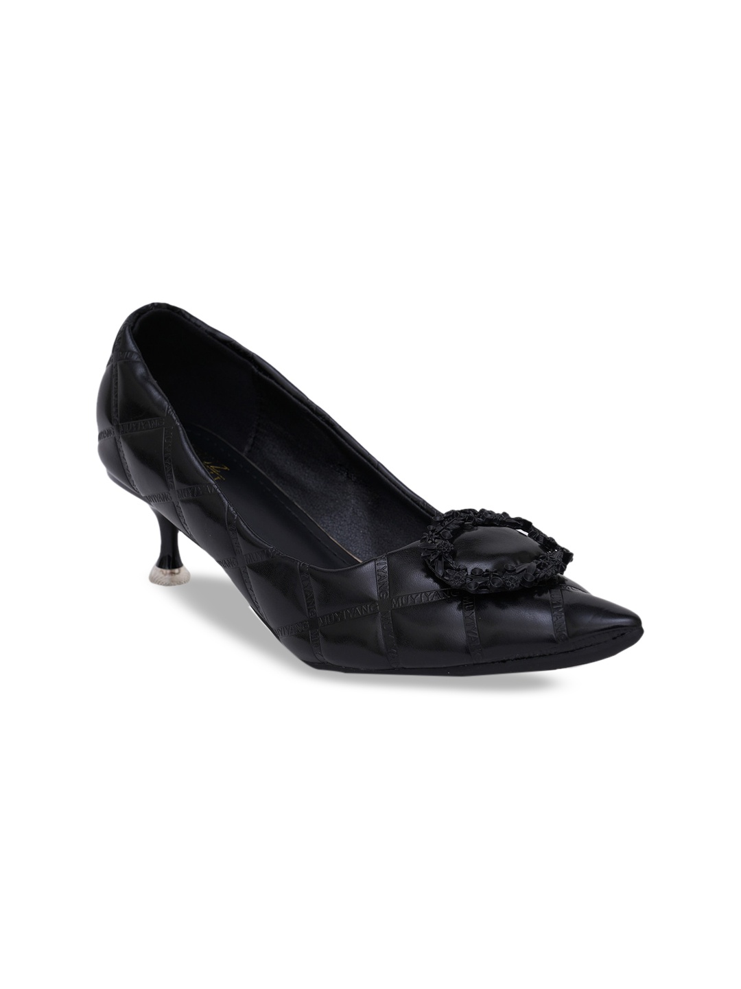 

SHUZ TOUCH Pointed Toe Kitten Pumps, Black