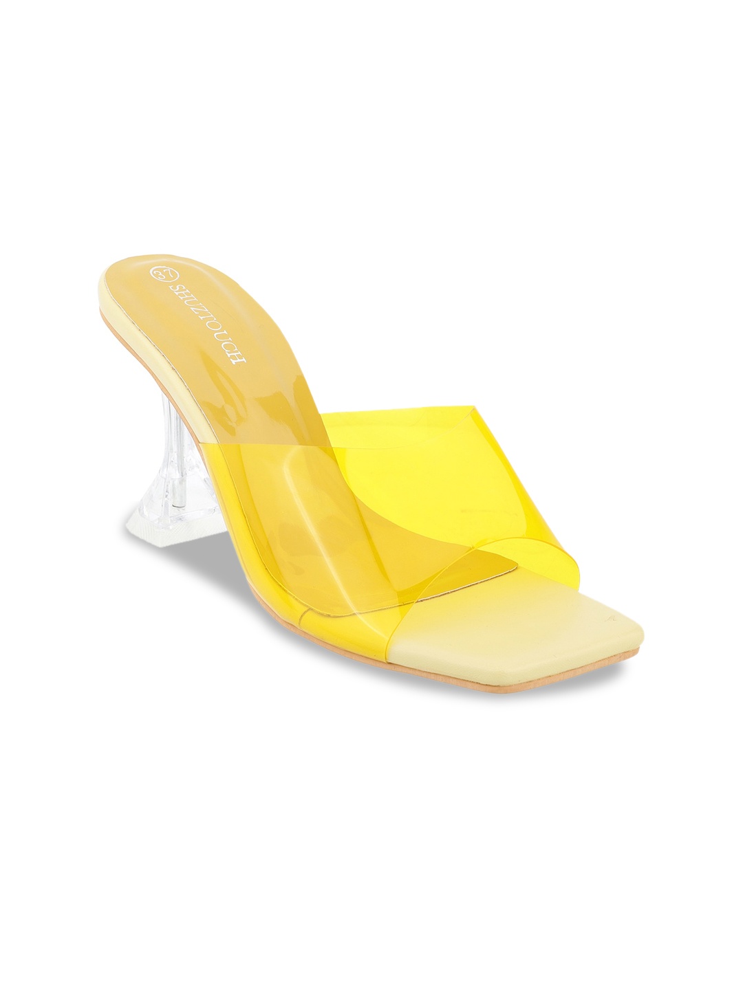

SHUZ TOUCH Open Toe Block Heels, Yellow