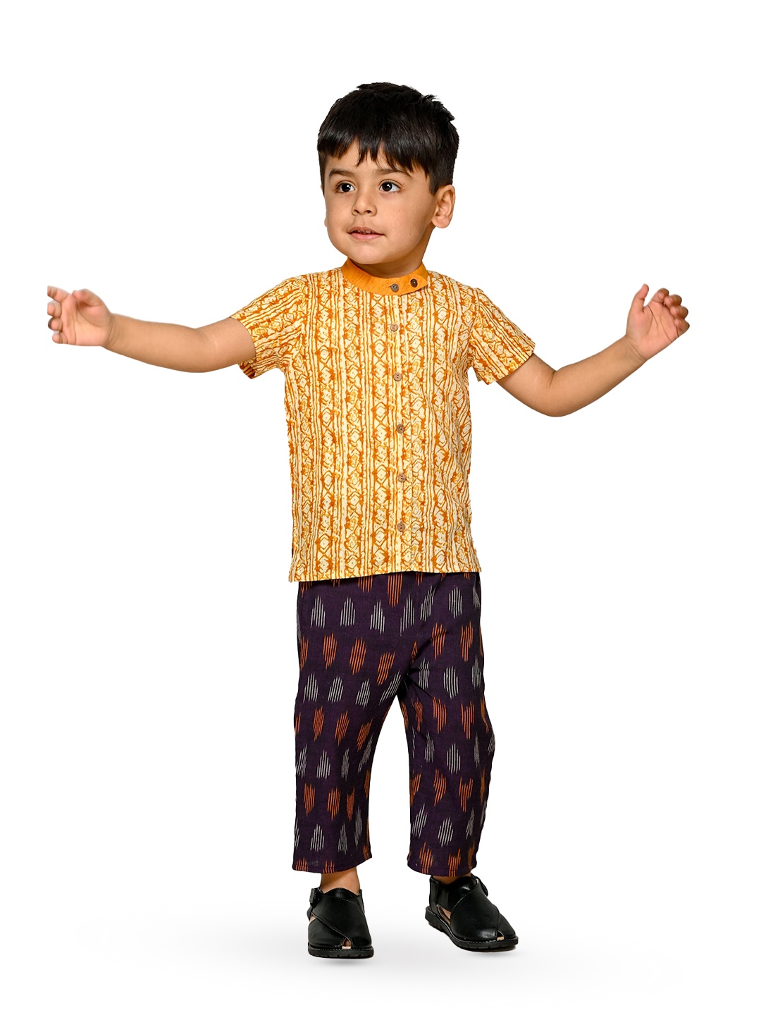 

Tiny Bunnies Boys Printed Pure Cotton Shirt with Trousers, Yellow