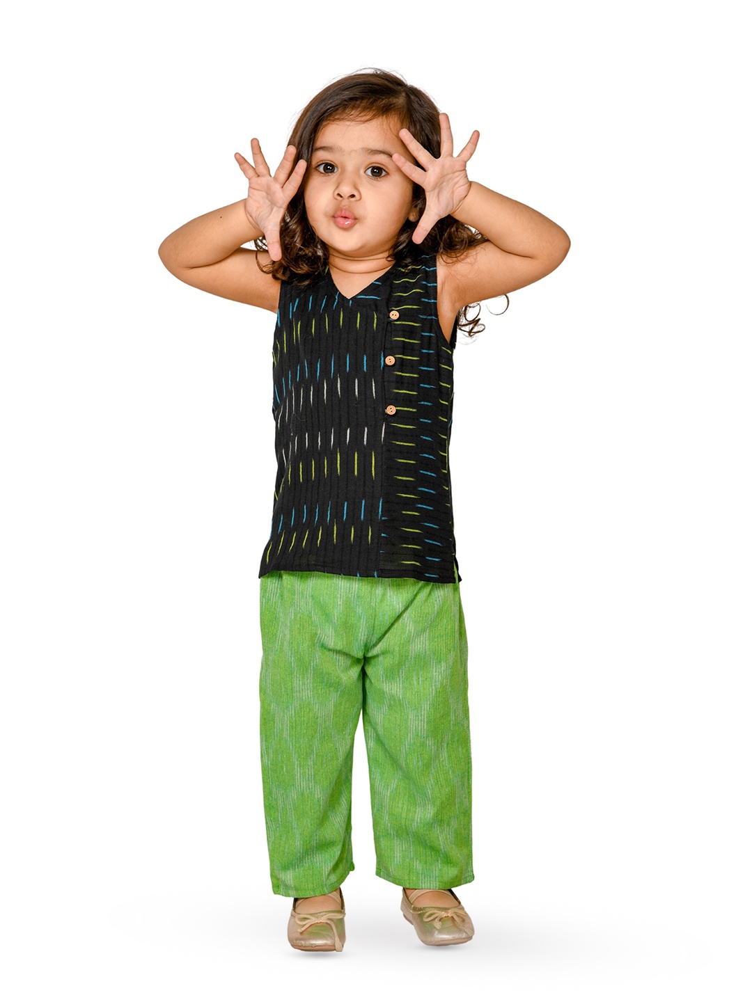 

Tiny Bunnies Girls Pure Cotton Top With Trousers Set, Black